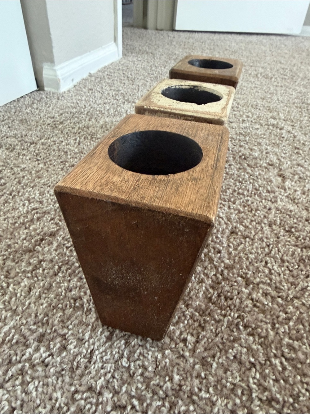 Hobby Lobby Rustic Wooden Bouquet Holder Vases – Brown & Cream (set of 3) - Picture 4 of 9